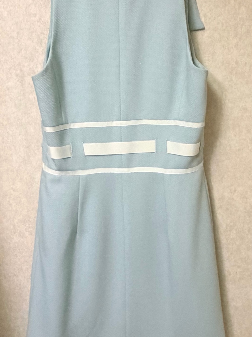 London Times Pale Blue Sleeveless Sheath Dress with Cream Trim - Picture 3 of 7